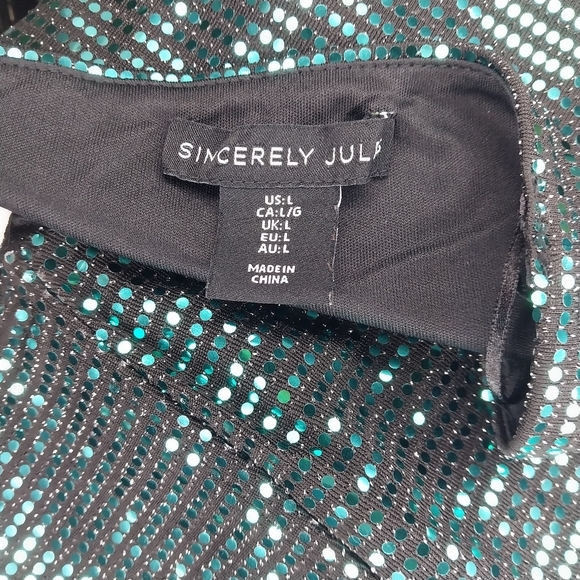 Sincerely Jules - Green Sequin Style Strapless Top W/Light Boning - Size L - Picture 9 of 9